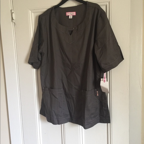 Koi STEEL TRINA Uniform Top with pink piping - Picture 1 of 3